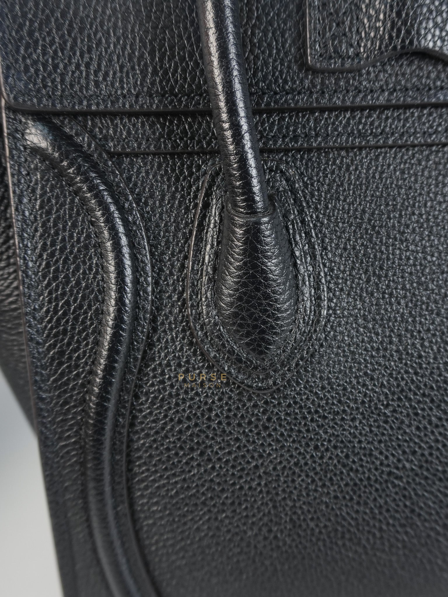 Nano Luggage Black Drummed Calfskin Leather Bag | Purse Maison Luxury Bags Shop