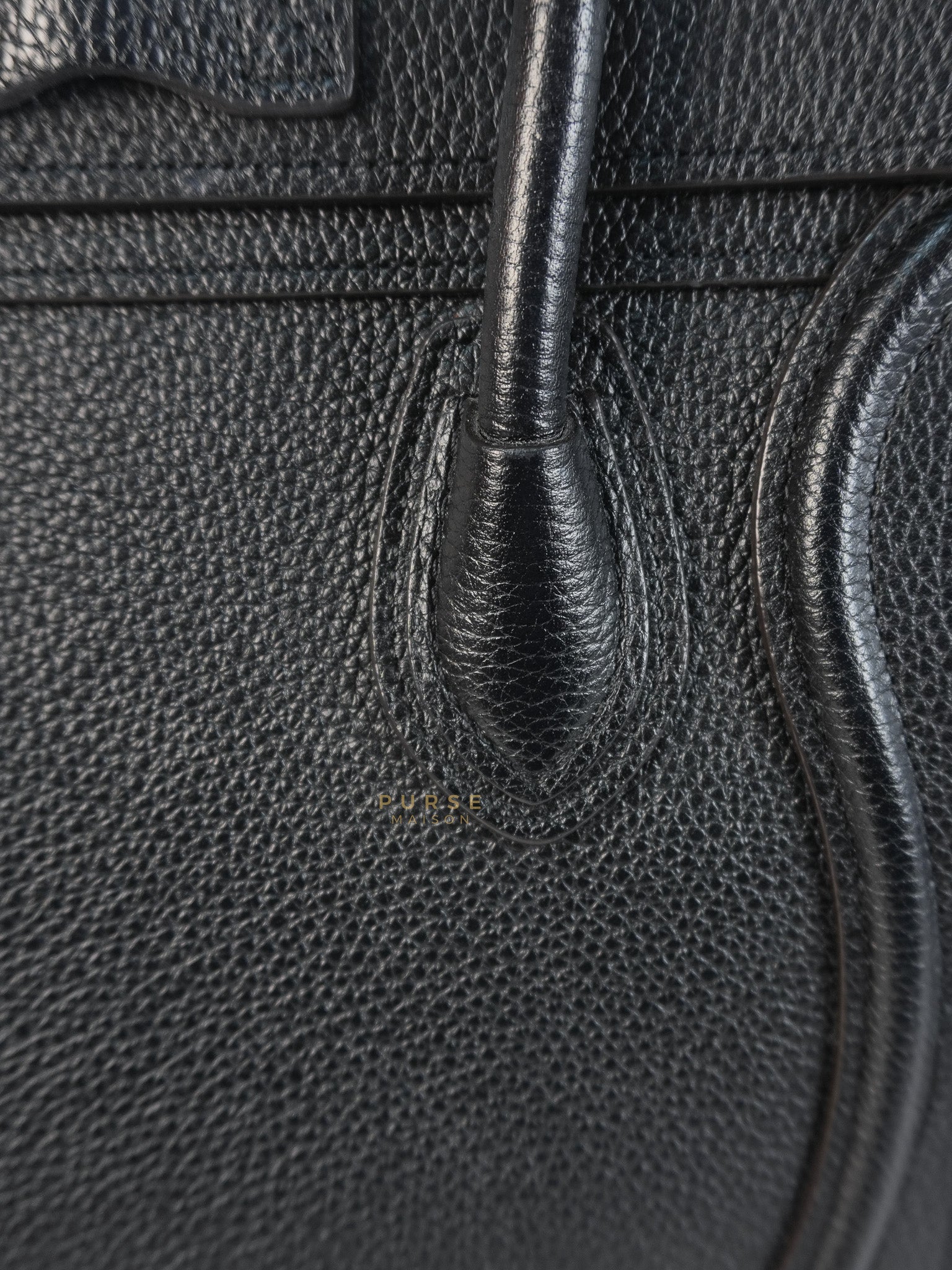 Nano Luggage Black Drummed Calfskin Leather Bag | Purse Maison Luxury Bags Shop