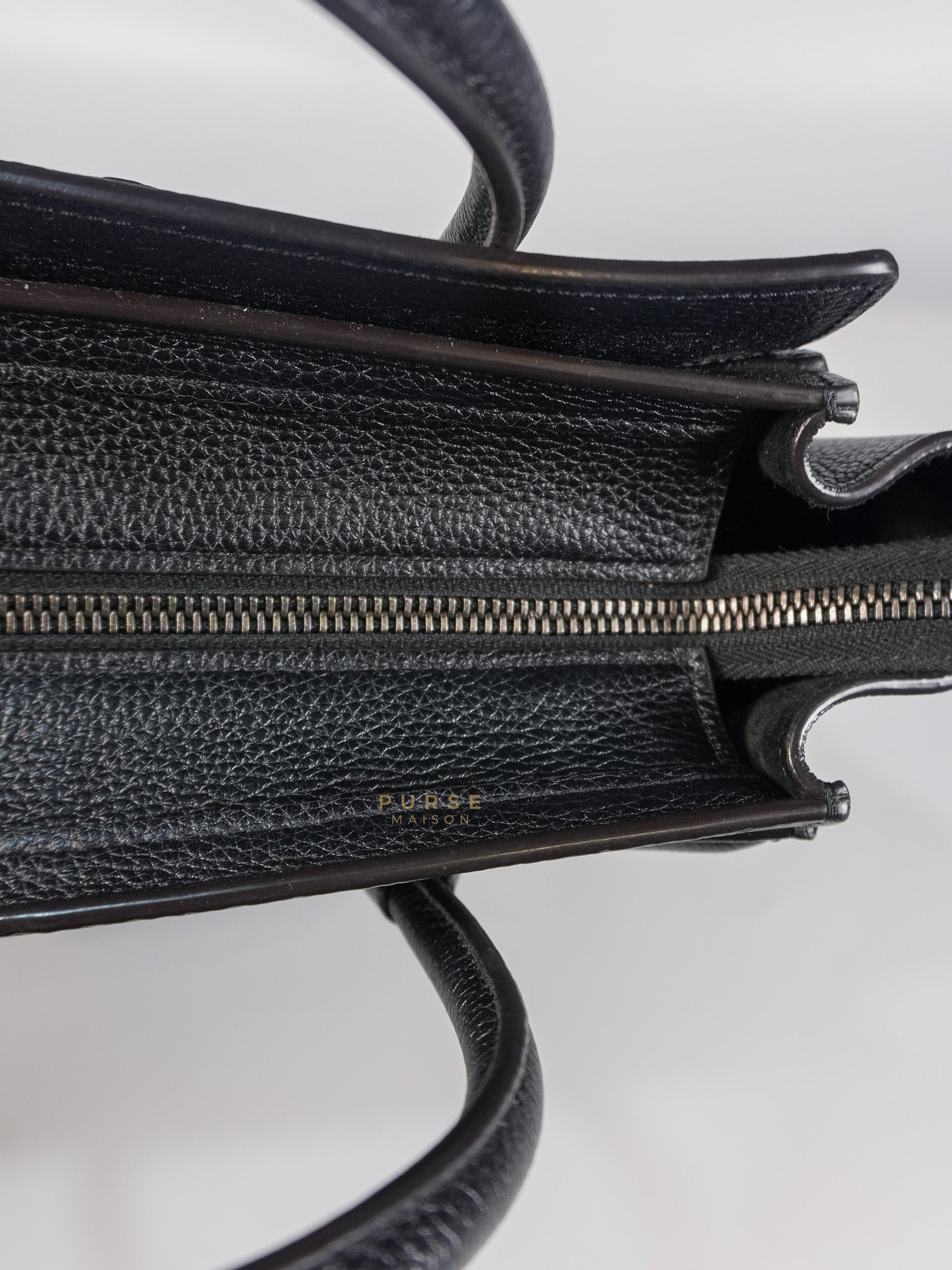 Nano Luggage Black Drummed Calfskin Leather Bag | Purse Maison Luxury Bags Shop