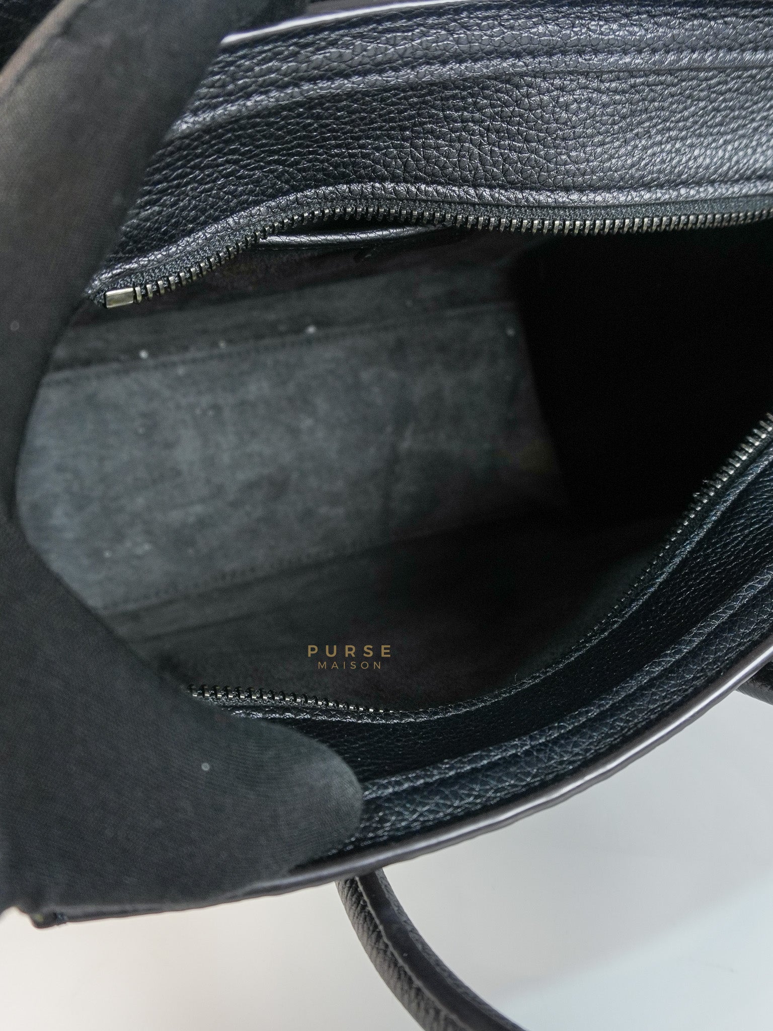Nano Luggage Black Drummed Calfskin Leather Bag | Purse Maison Luxury Bags Shop