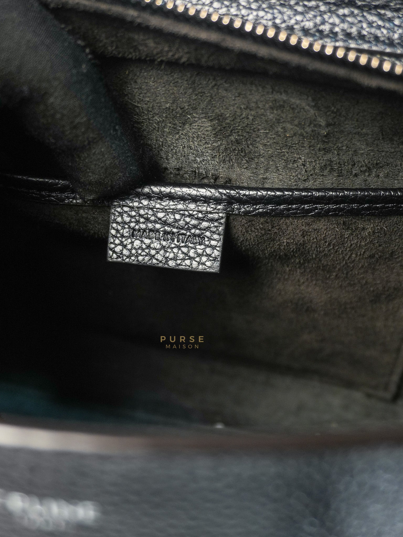 Nano Luggage Black Drummed Calfskin Leather Bag | Purse Maison Luxury Bags Shop