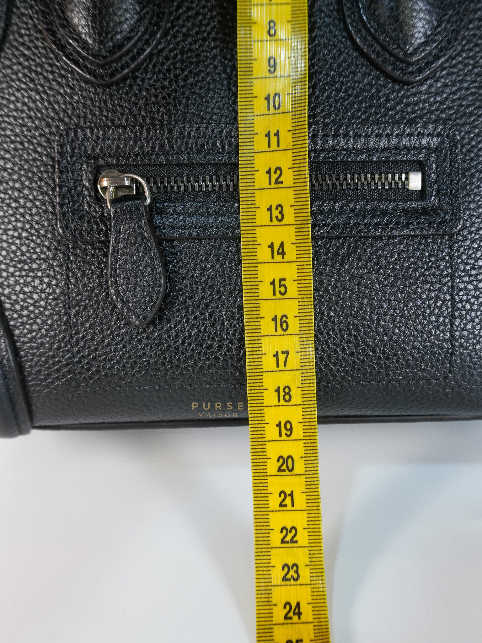 Nano Luggage Black Drummed Calfskin Leather Bag | Purse Maison Luxury Bags Shop