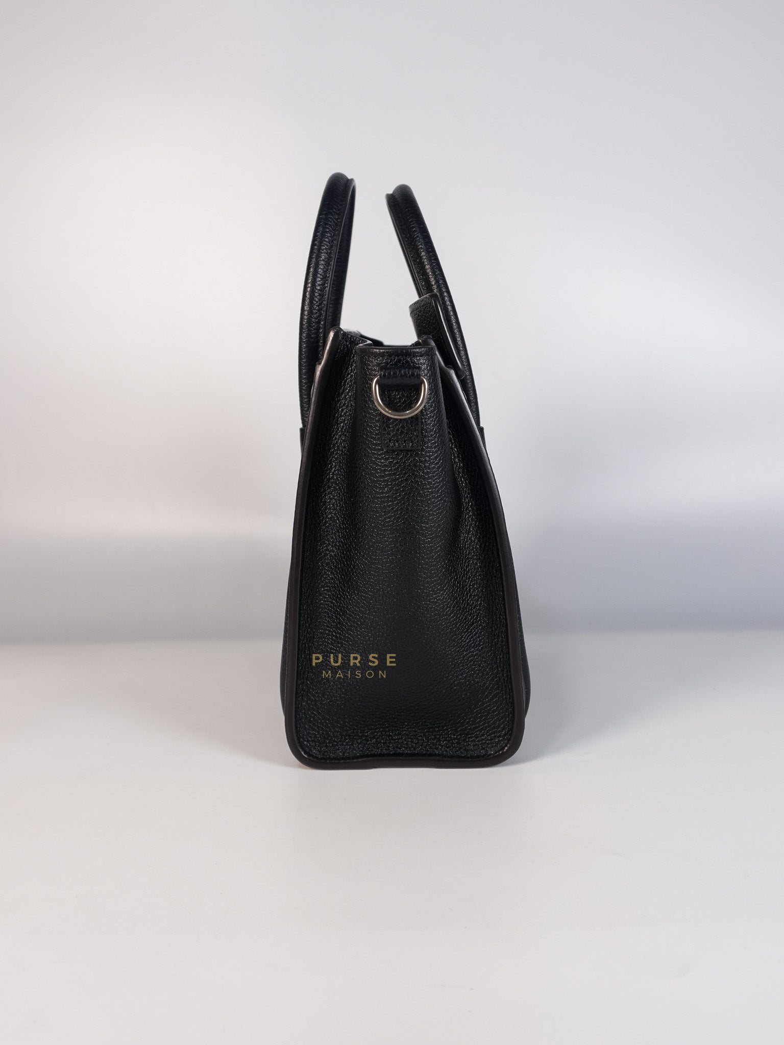 Nano Luggage Black Drummed Calfskin Leather Bag | Purse Maison Luxury Bags Shop