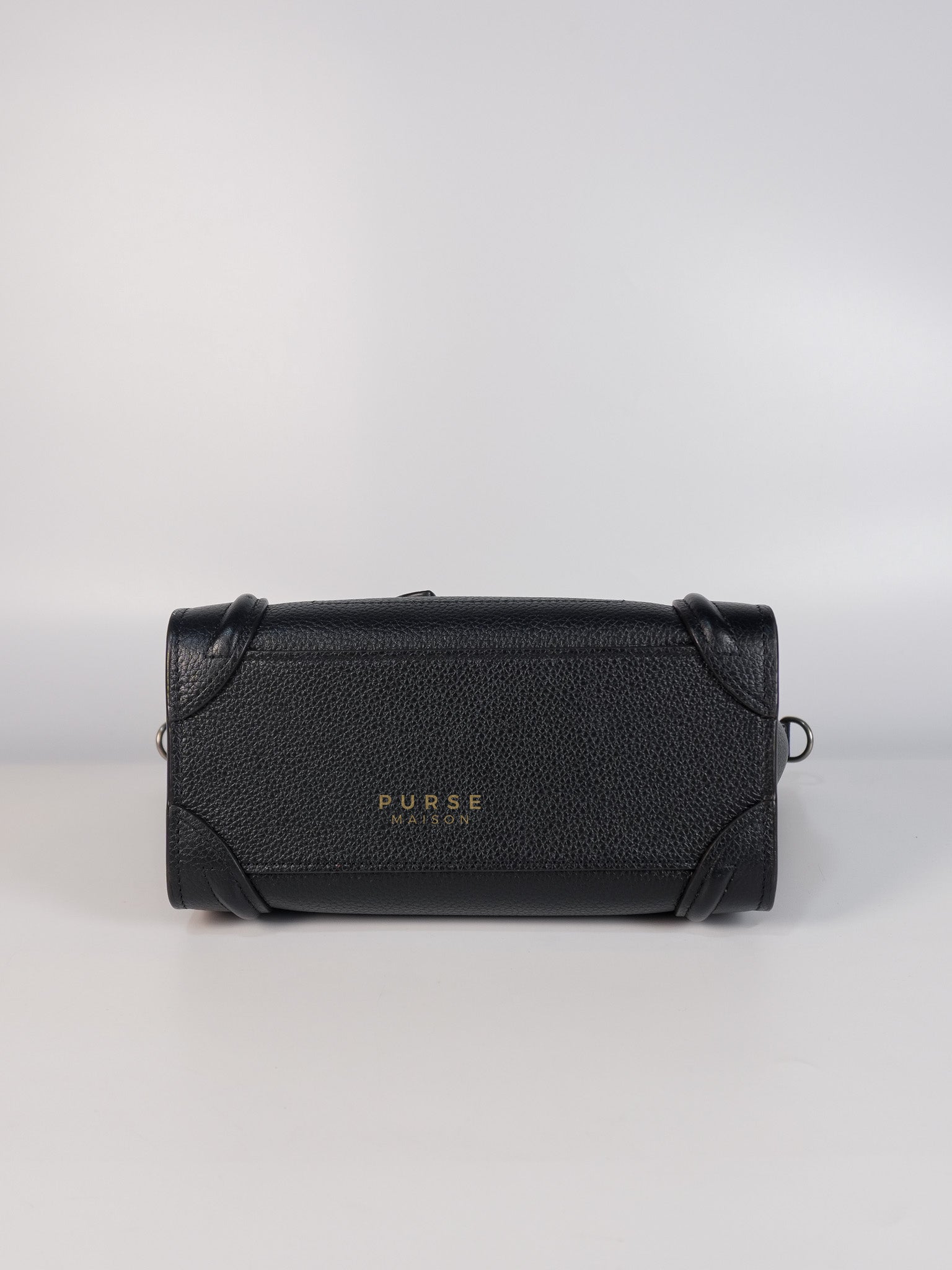 Nano Luggage Black Drummed Calfskin Leather Bag | Purse Maison Luxury Bags Shop