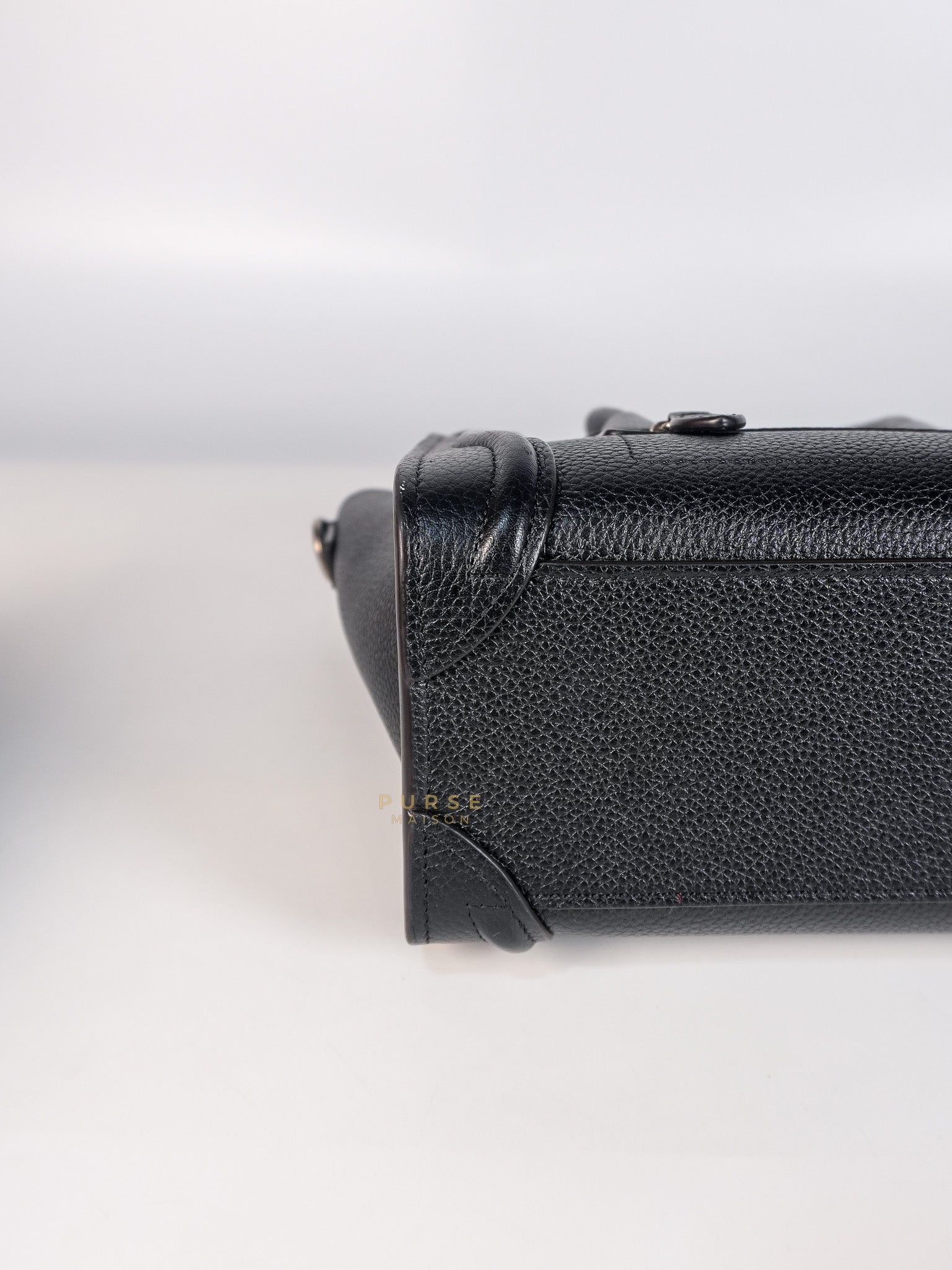 Nano Luggage Black Drummed Calfskin Leather Bag | Purse Maison Luxury Bags Shop