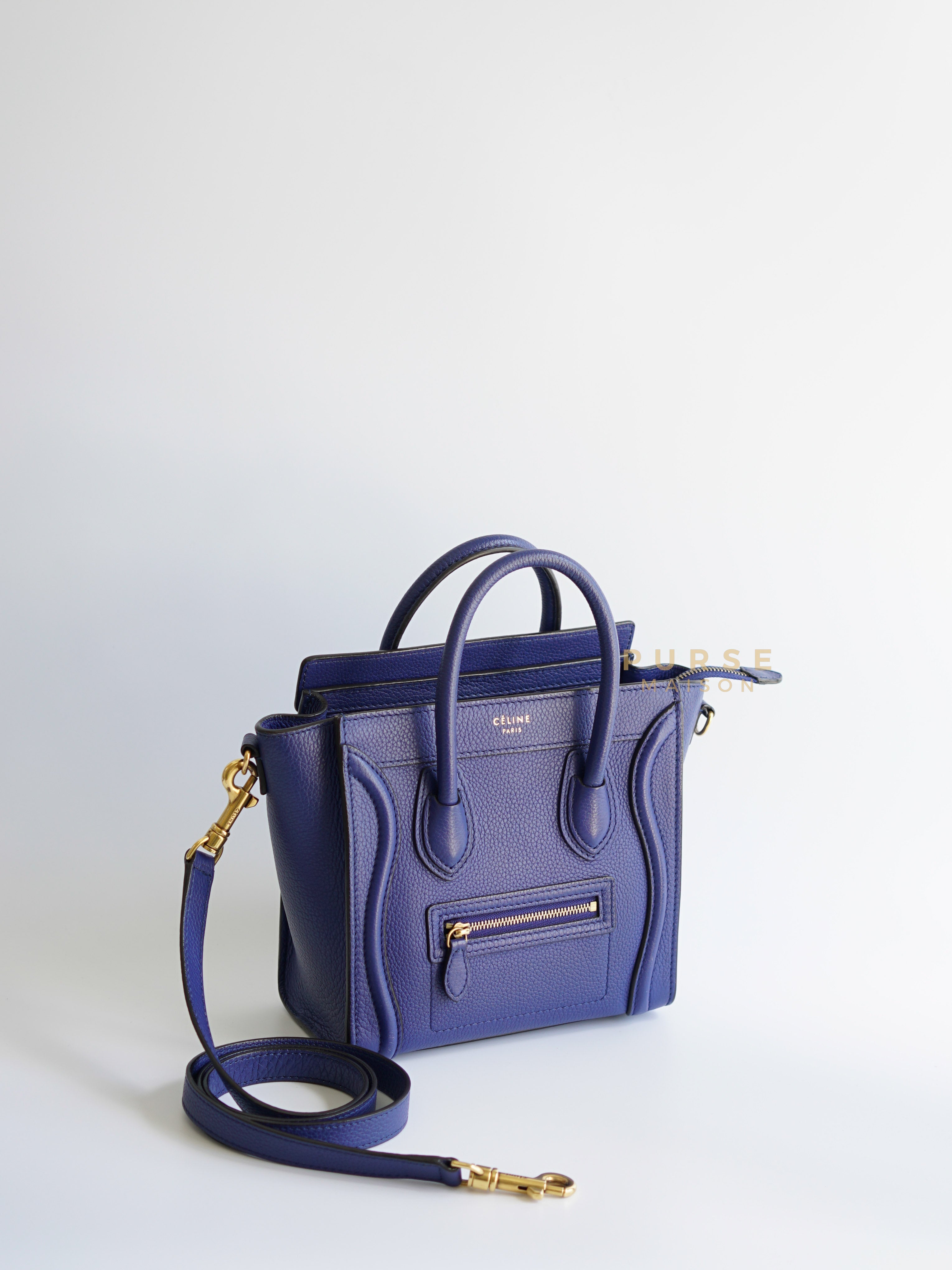 Nano Luggage Drummed Calfskin (Royal Blue) | Purse Maison Luxury Bags Shop