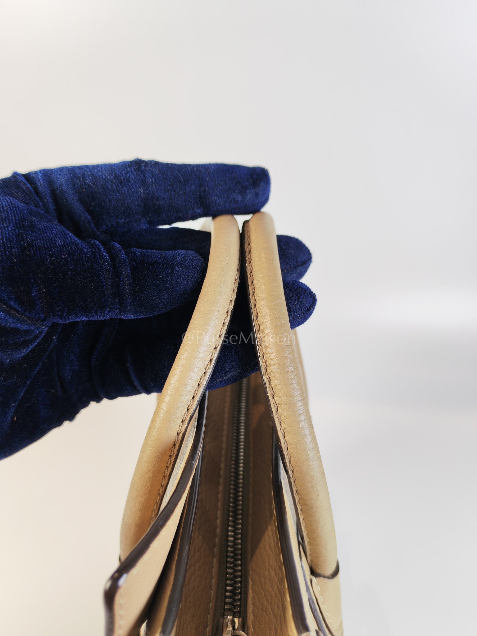 Nano Luggage in Beige Drummed Calfskin Leather Shoulder Bag | Purse Maison Luxury Bags Shop