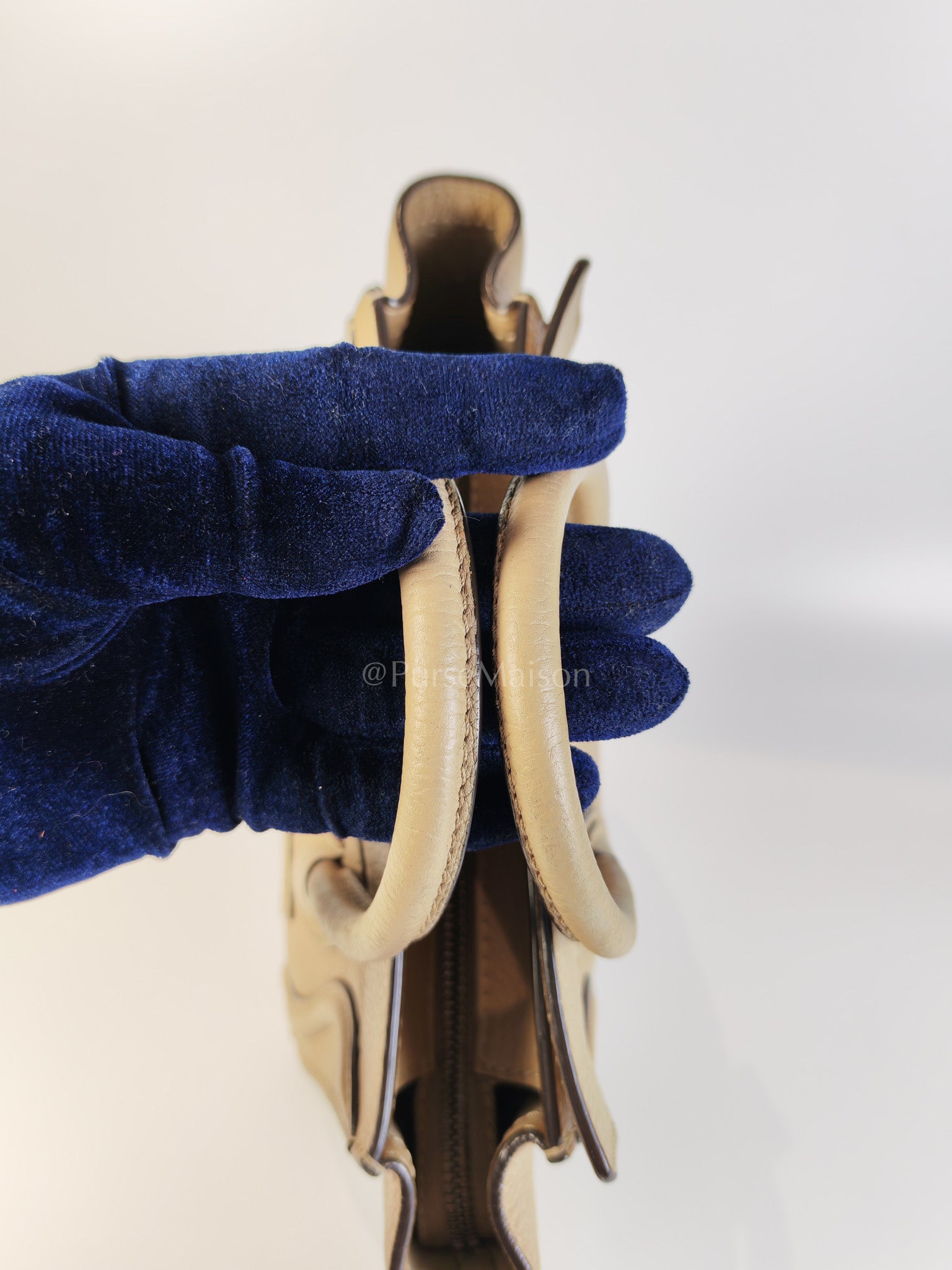 Nano Luggage in Beige Drummed Calfskin Leather Shoulder Bag | Purse Maison Luxury Bags Shop