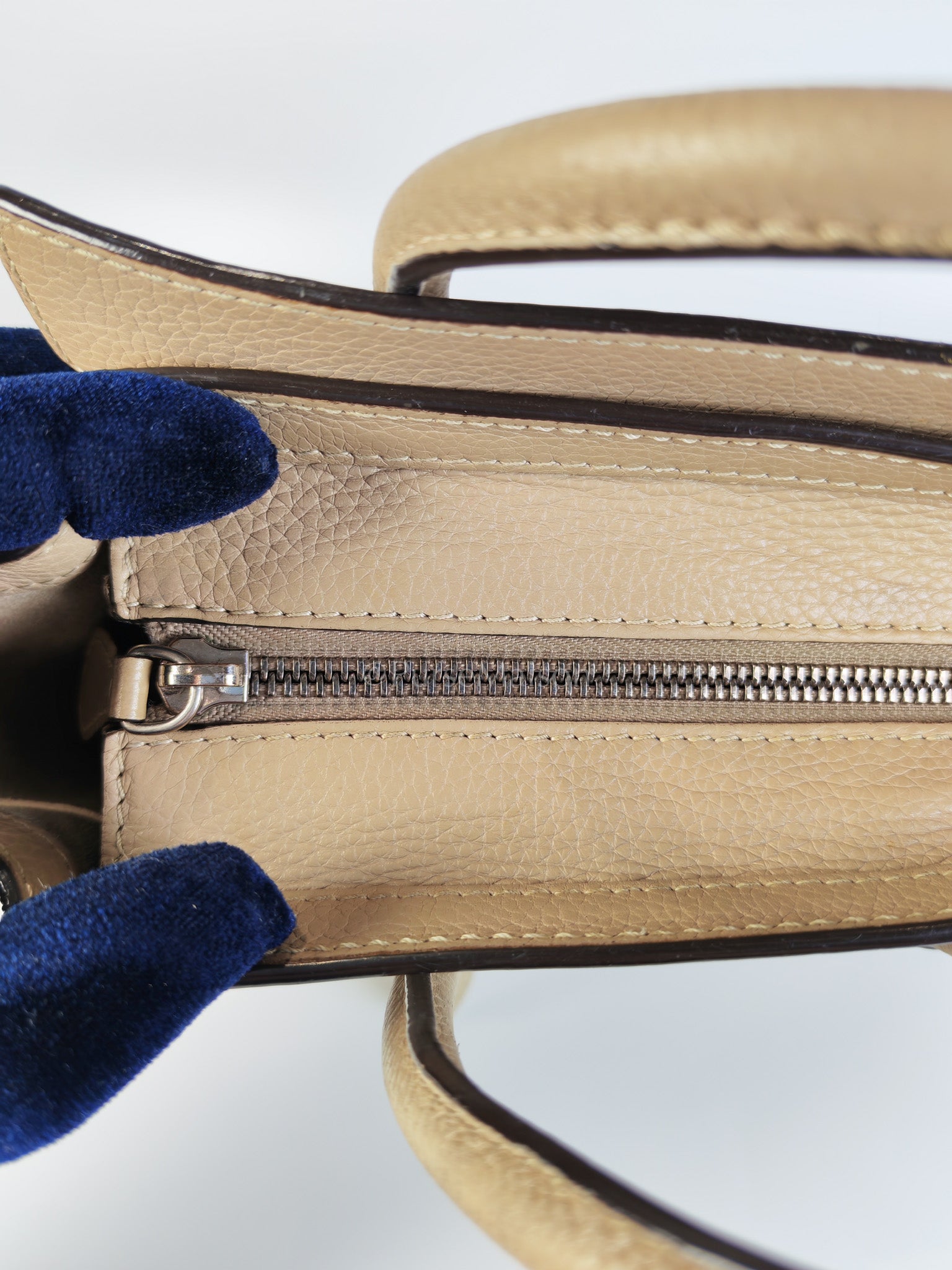 Nano Luggage in Beige Drummed Calfskin Leather Shoulder Bag | Purse Maison Luxury Bags Shop