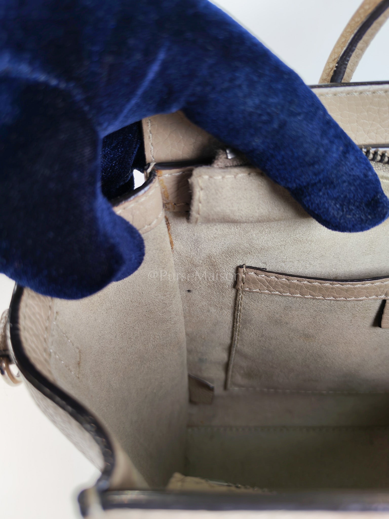 Nano Luggage in Beige Drummed Calfskin Leather Shoulder Bag | Purse Maison Luxury Bags Shop