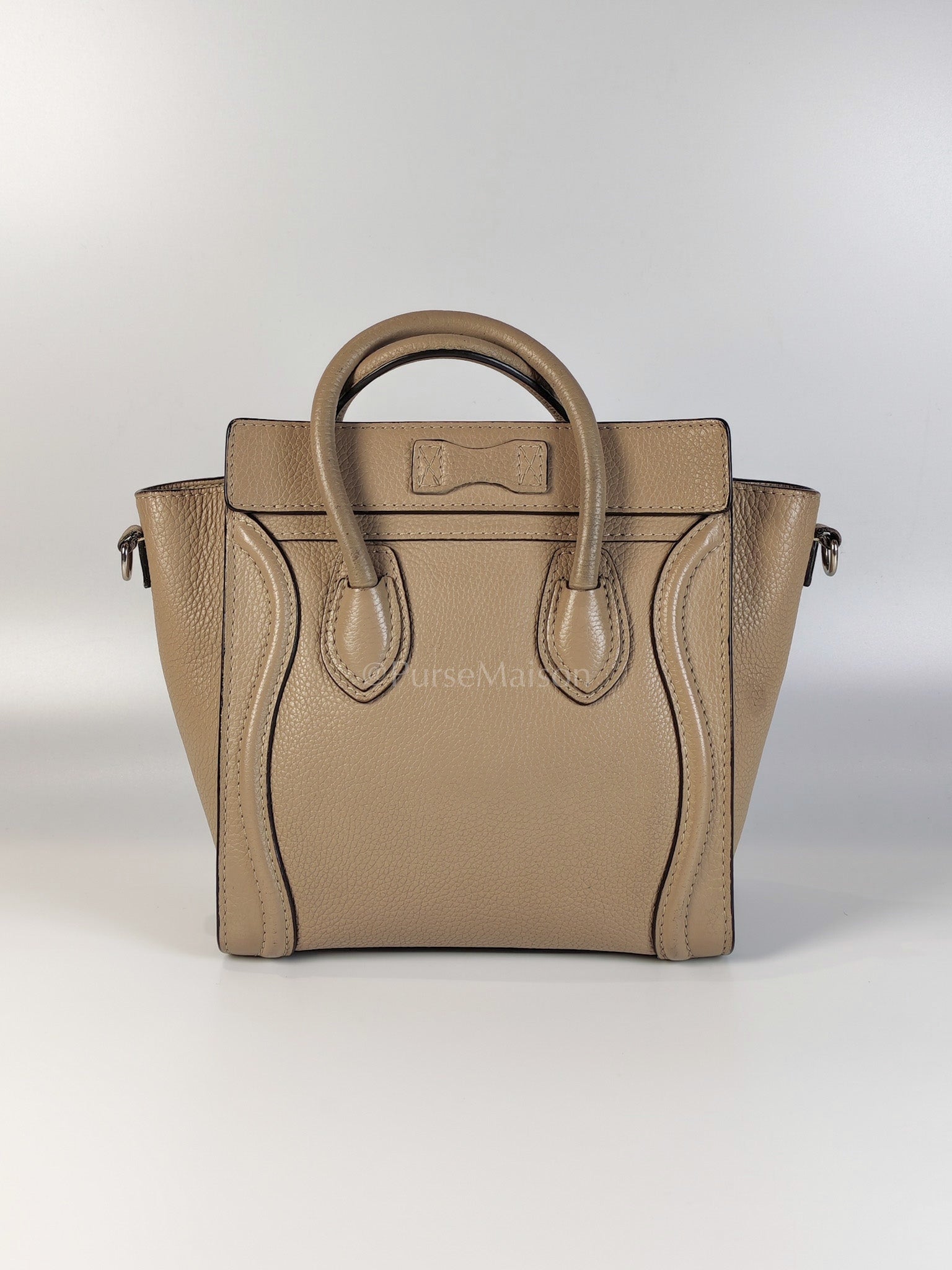 Nano Luggage in Beige Drummed Calfskin Leather Shoulder Bag | Purse Maison Luxury Bags Shop