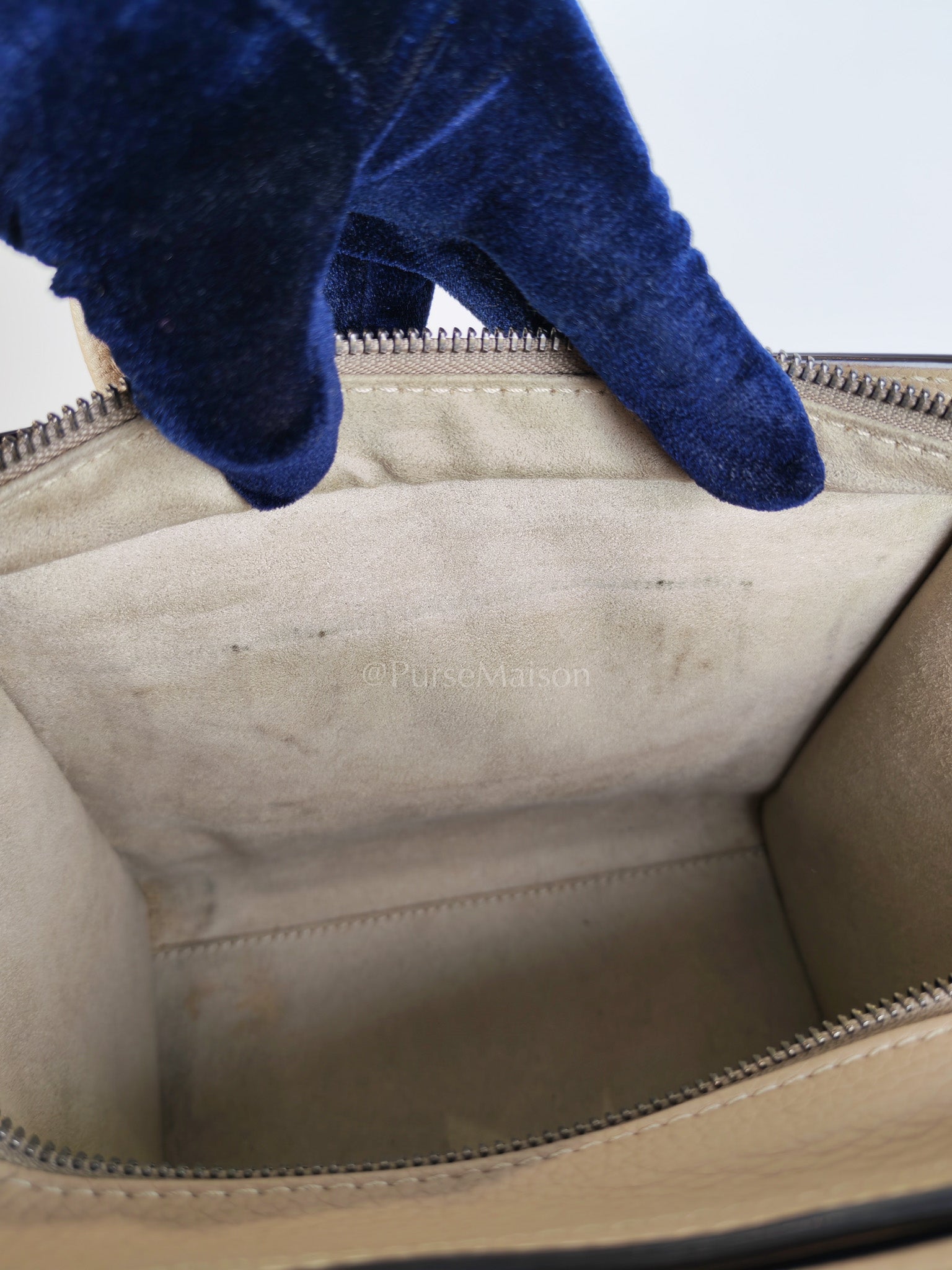 Nano Luggage in Beige Drummed Calfskin Leather Shoulder Bag | Purse Maison Luxury Bags Shop