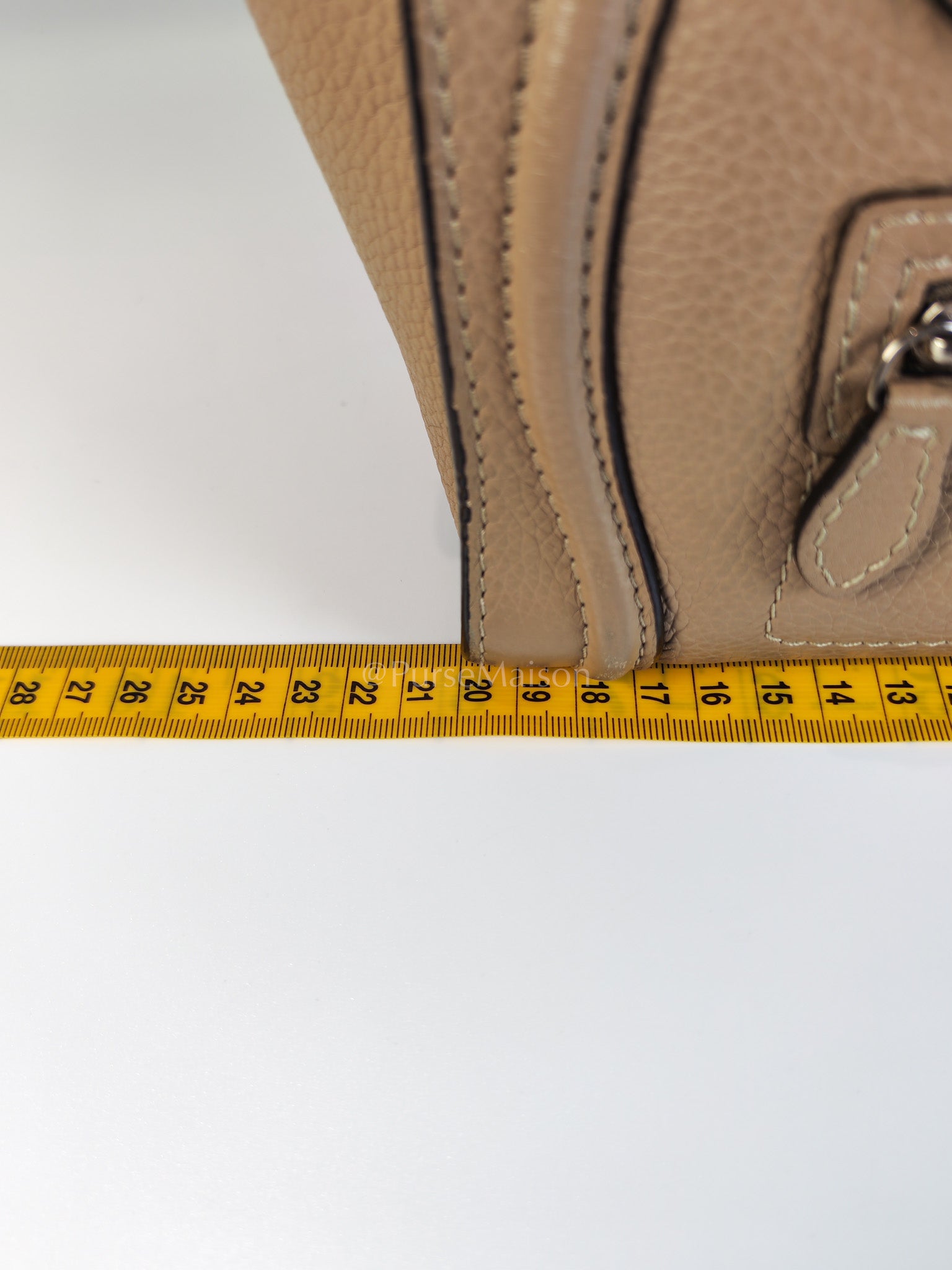 Nano Luggage in Beige Drummed Calfskin Leather Shoulder Bag | Purse Maison Luxury Bags Shop