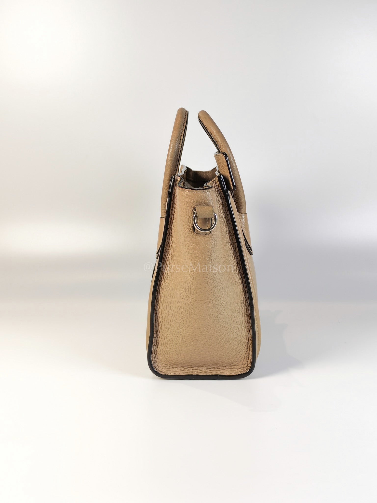 Nano Luggage in Beige Drummed Calfskin Leather Shoulder Bag | Purse Maison Luxury Bags Shop