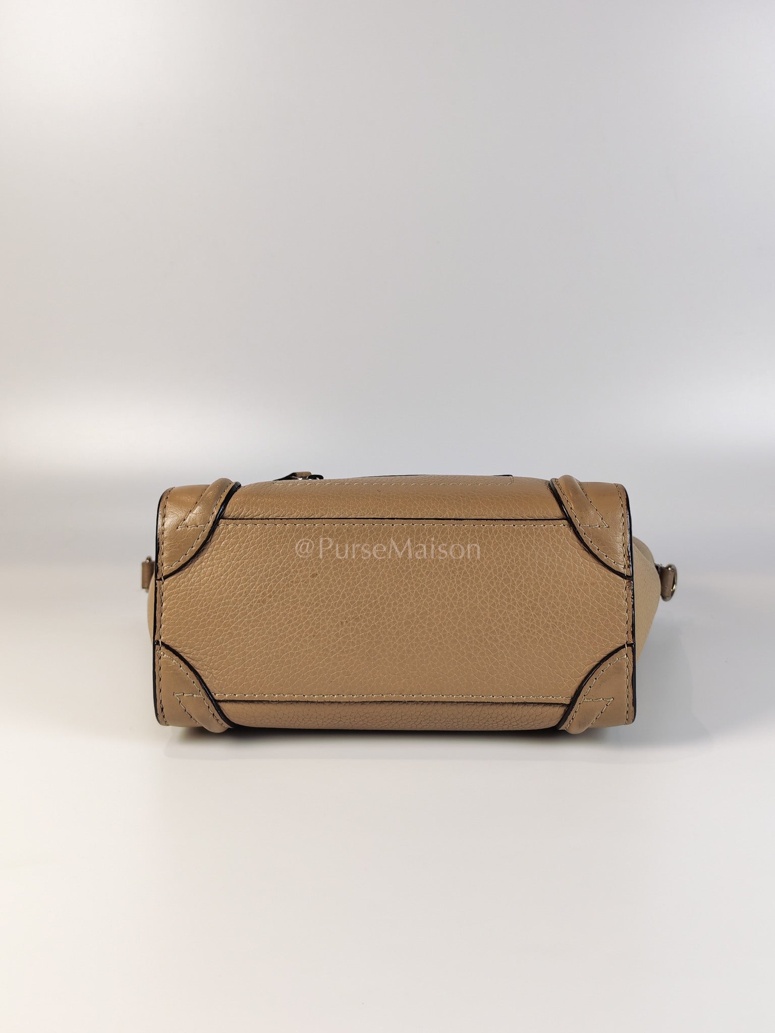 Nano Luggage in Beige Drummed Calfskin Leather Shoulder Bag | Purse Maison Luxury Bags Shop