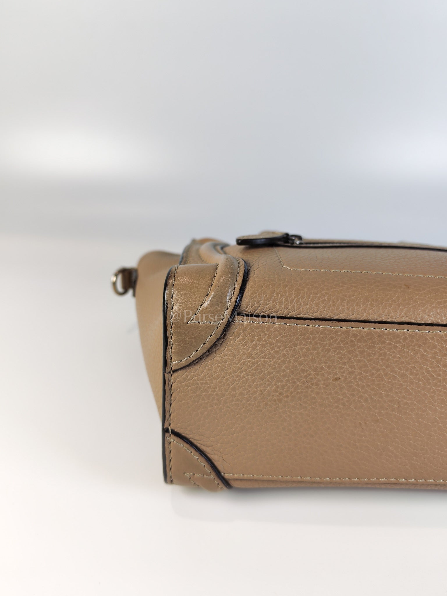 Nano Luggage in Beige Drummed Calfskin Leather Shoulder Bag | Purse Maison Luxury Bags Shop