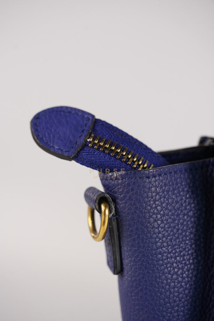 Nano Luggage in Blue Drummed Calfskin Leather | Purse Maison Luxury Bags Shop