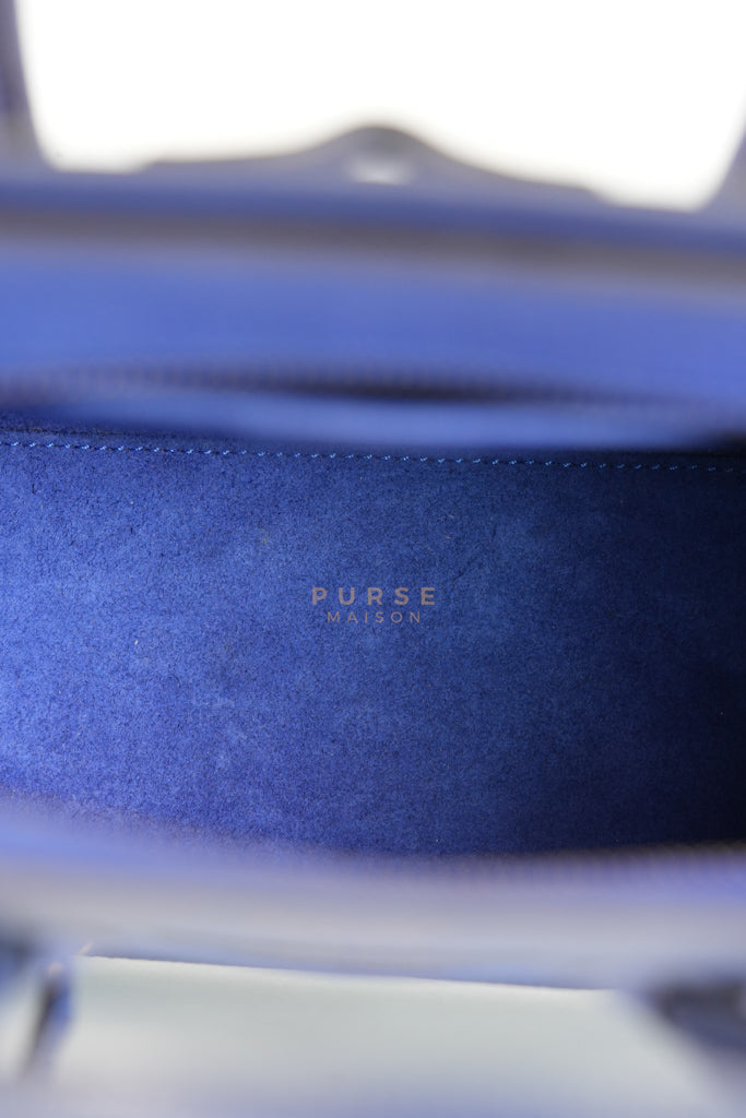 Nano Luggage in Blue Drummed Calfskin Leather | Purse Maison Luxury Bags Shop