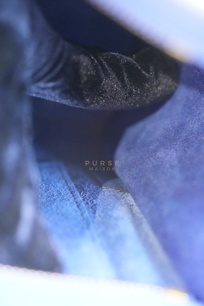 Nano Luggage in Blue Drummed Calfskin Leather | Purse Maison Luxury Bags Shop