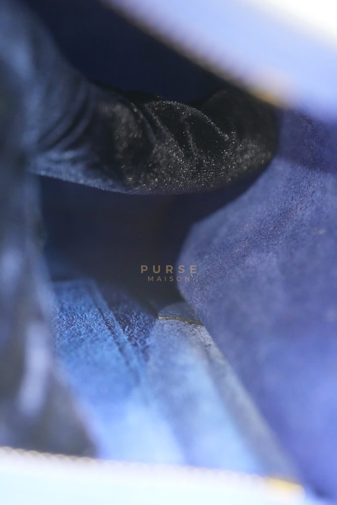 Nano Luggage in Blue Drummed Calfskin Leather | Purse Maison Luxury Bags Shop