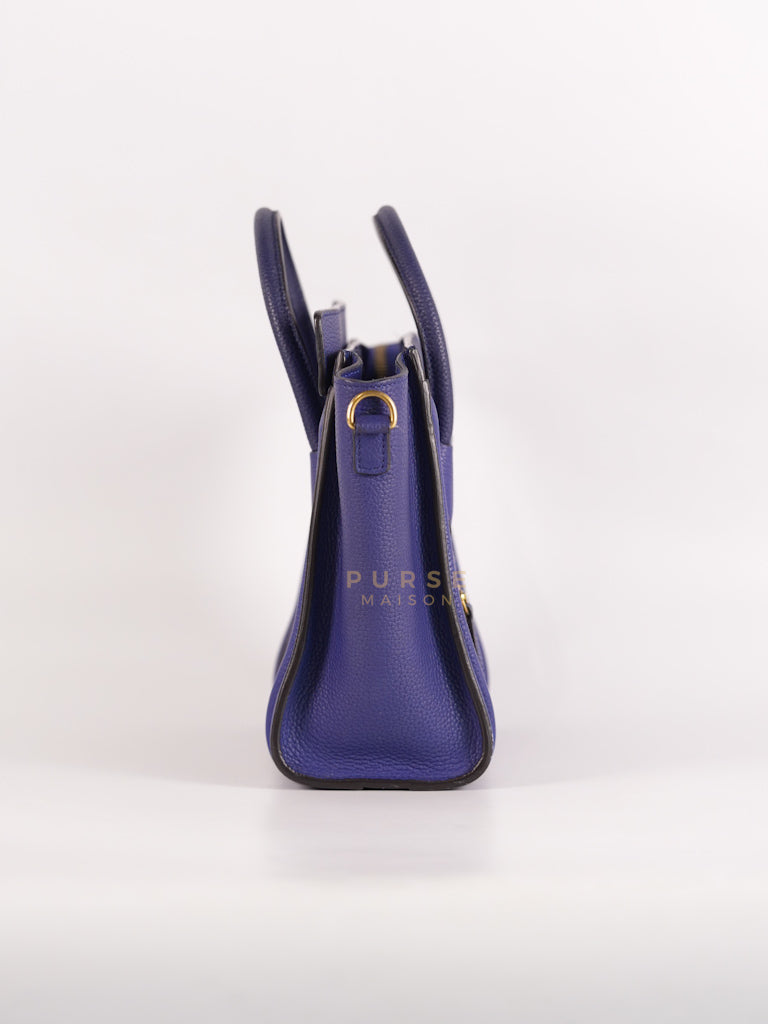 Nano Luggage in Blue Drummed Calfskin Leather | Purse Maison Luxury Bags Shop