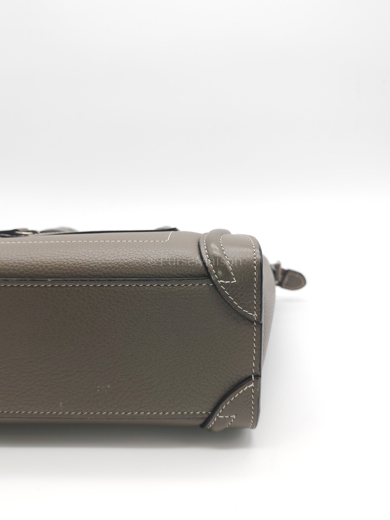 Nano Luggage in Souris Drummed Calfskin Leather Shoulder Bag | Purse Maison Luxury Bags Shop