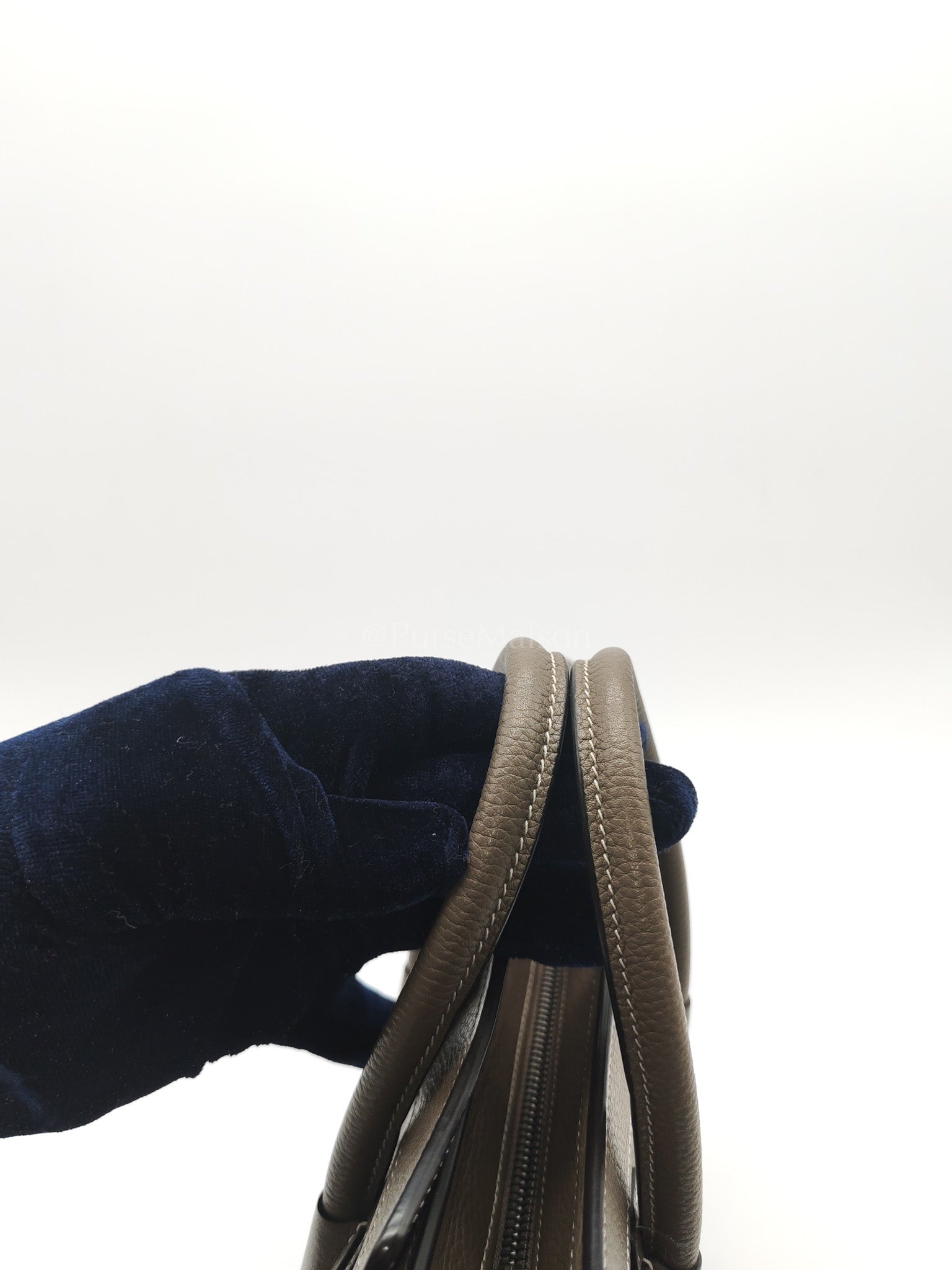 Nano Luggage in Souris Drummed Calfskin Leather Shoulder Bag | Purse Maison Luxury Bags Shop