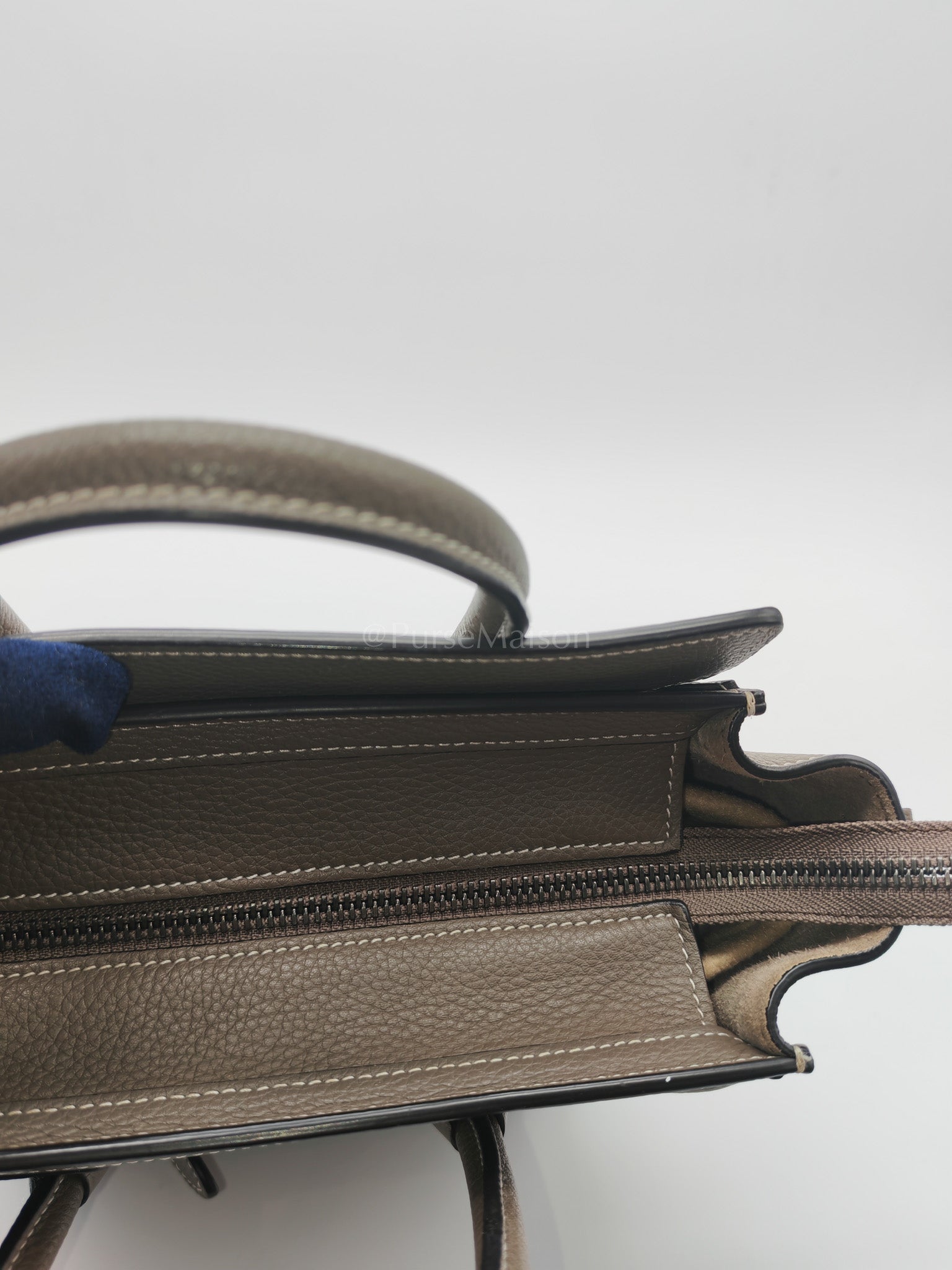 Nano Luggage in Souris Drummed Calfskin Leather Shoulder Bag | Purse Maison Luxury Bags Shop