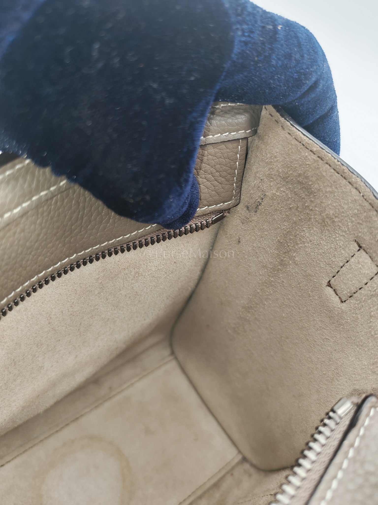 Nano Luggage in Souris Drummed Calfskin Leather Shoulder Bag | Purse Maison Luxury Bags Shop