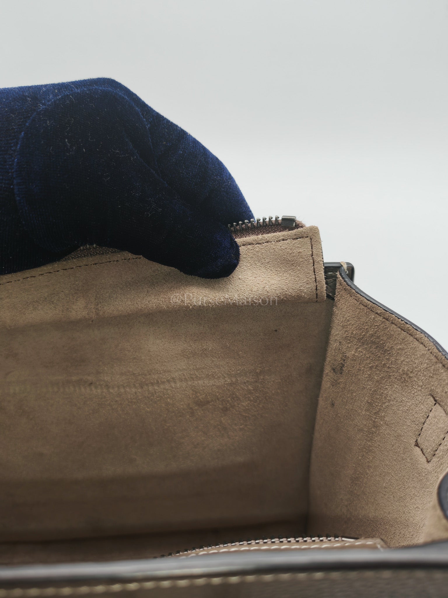 Nano Luggage in Souris Drummed Calfskin Leather Shoulder Bag | Purse Maison Luxury Bags Shop