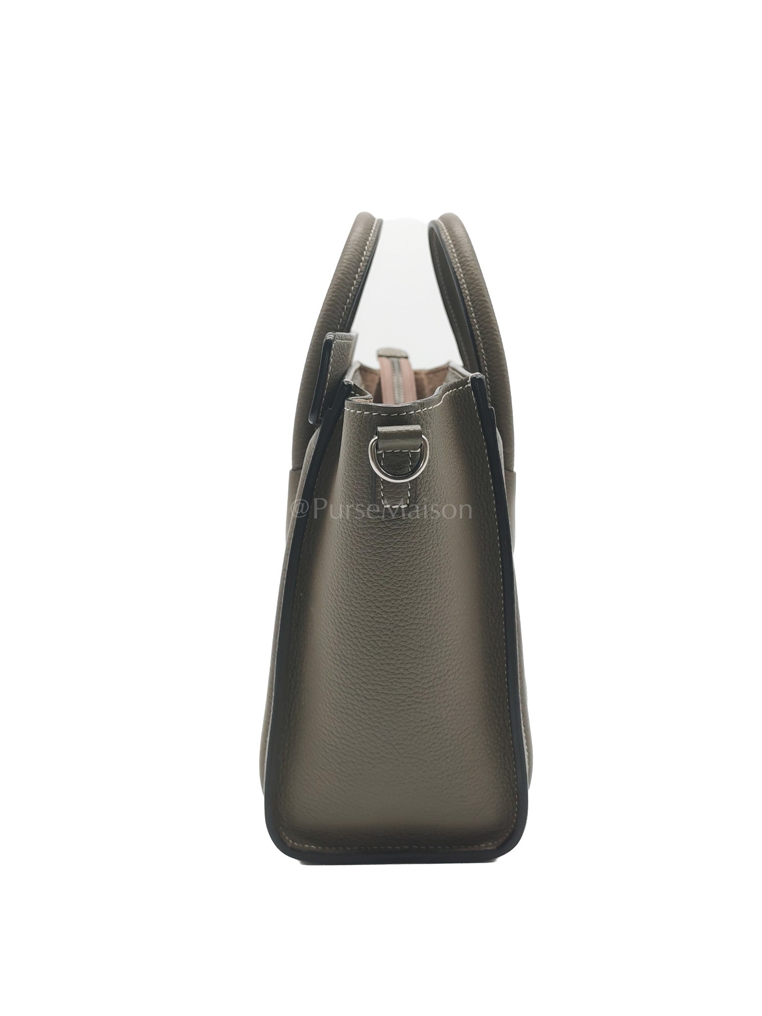 Nano Luggage in Souris Drummed Calfskin Leather Shoulder Bag | Purse Maison Luxury Bags Shop