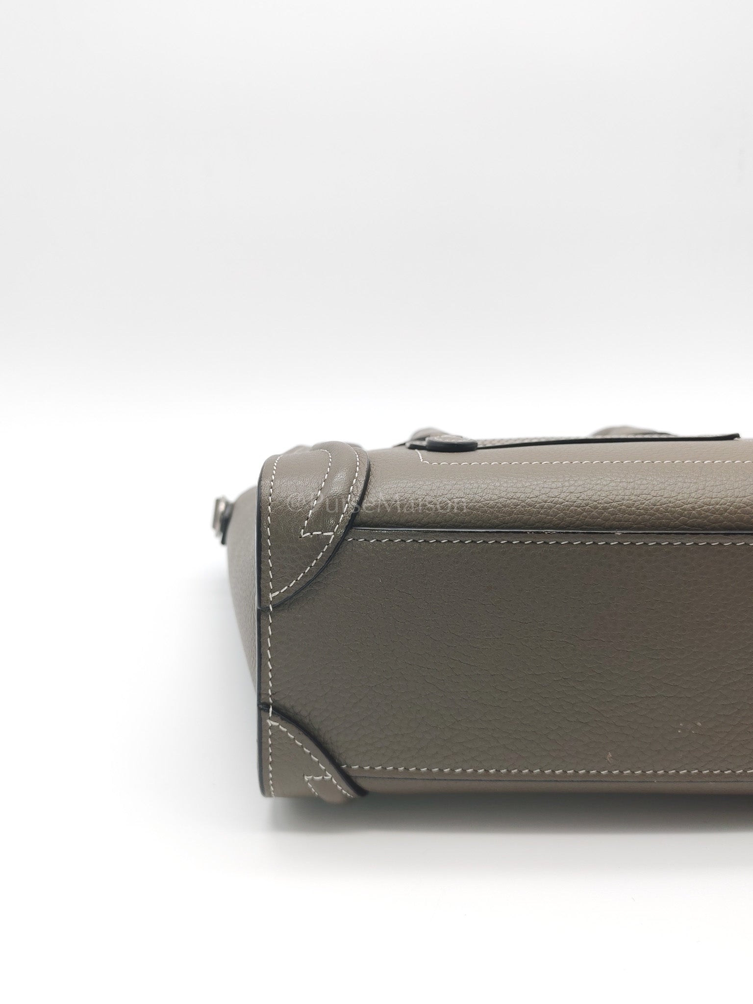 Nano Luggage in Souris Drummed Calfskin Leather Shoulder Bag | Purse Maison Luxury Bags Shop