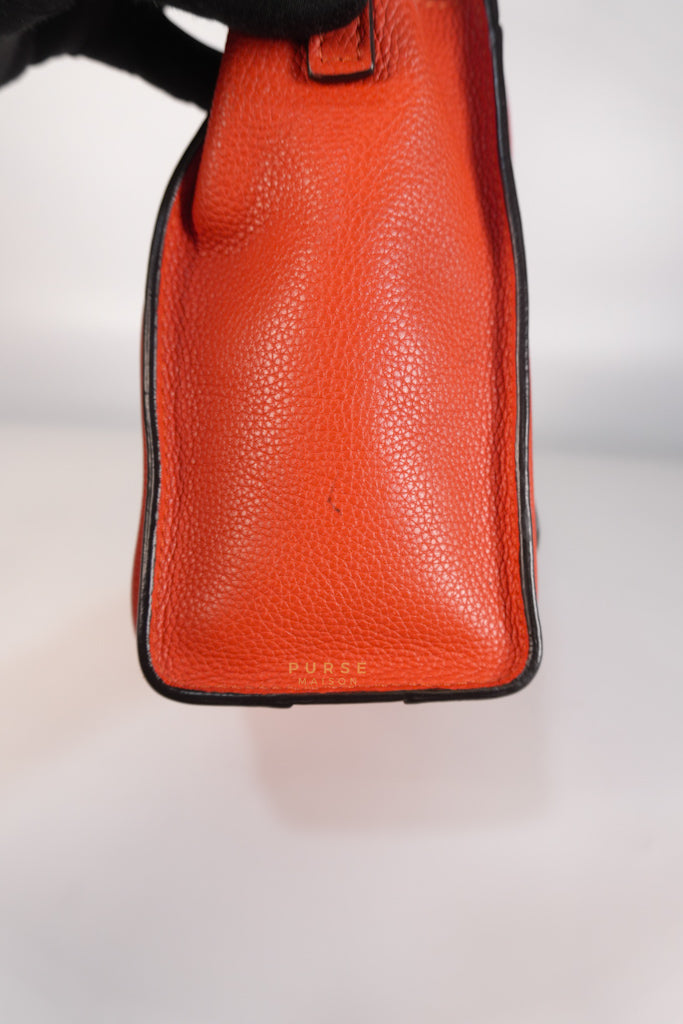 Nano Luggage Red Orange Drummed Calfskin Leather | Purse Maison Luxury Bags Shop