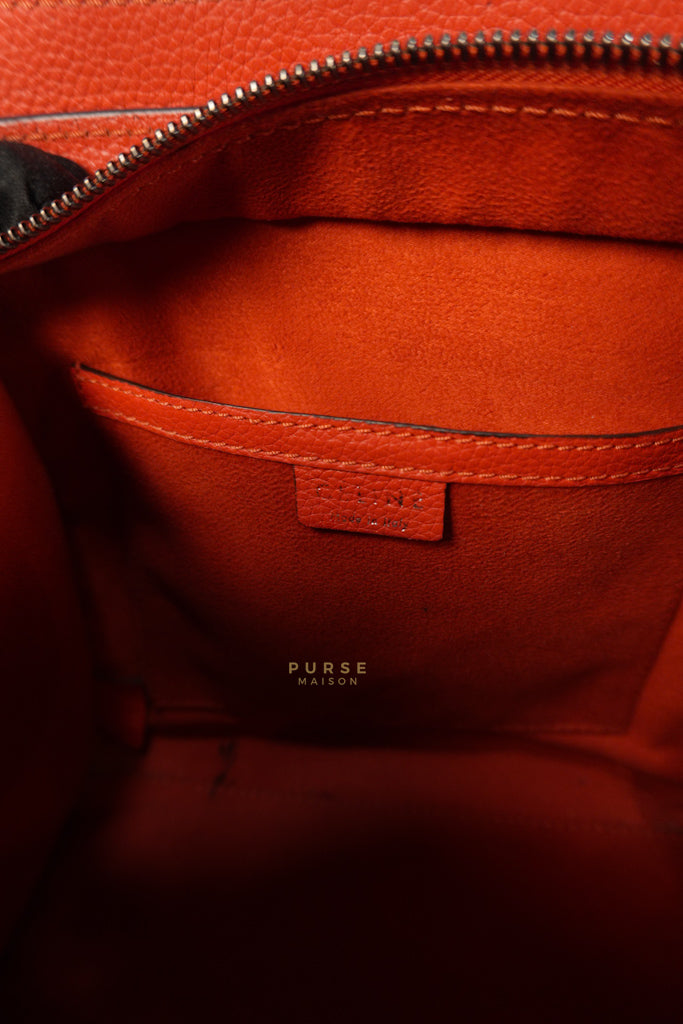 Nano Luggage Red Orange Drummed Calfskin Leather | Purse Maison Luxury Bags Shop