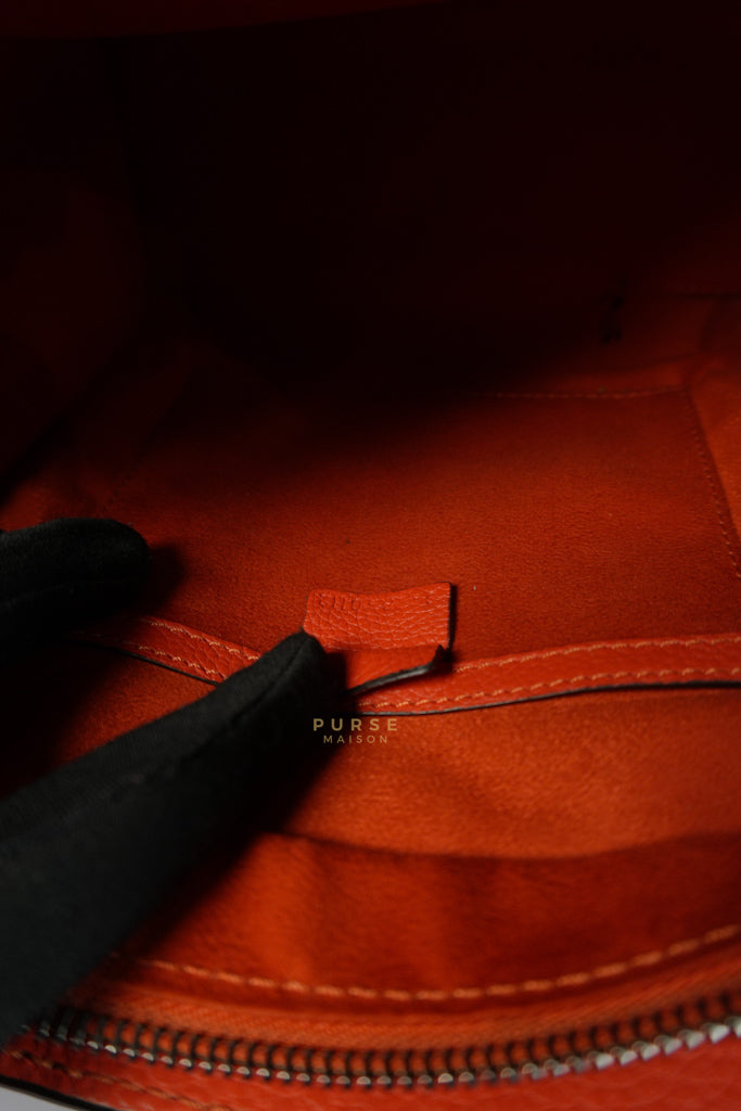 Nano Luggage Red Orange Drummed Calfskin Leather | Purse Maison Luxury Bags Shop