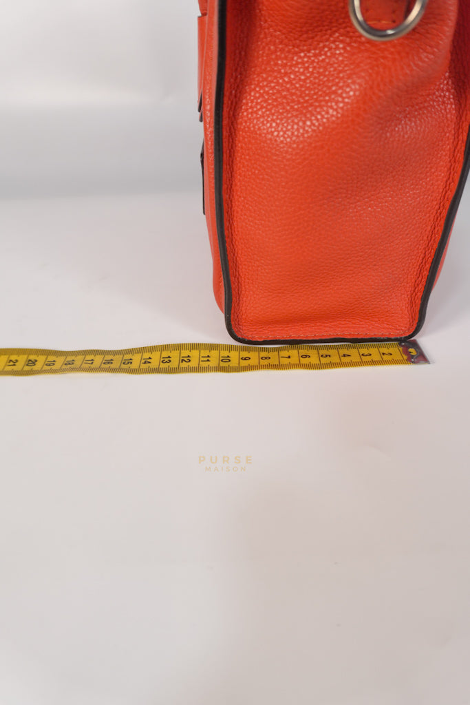 Nano Luggage Red Orange Drummed Calfskin Leather | Purse Maison Luxury Bags Shop