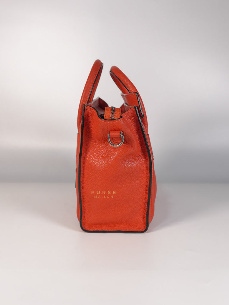 Nano Luggage Red Orange Drummed Calfskin Leather | Purse Maison Luxury Bags Shop