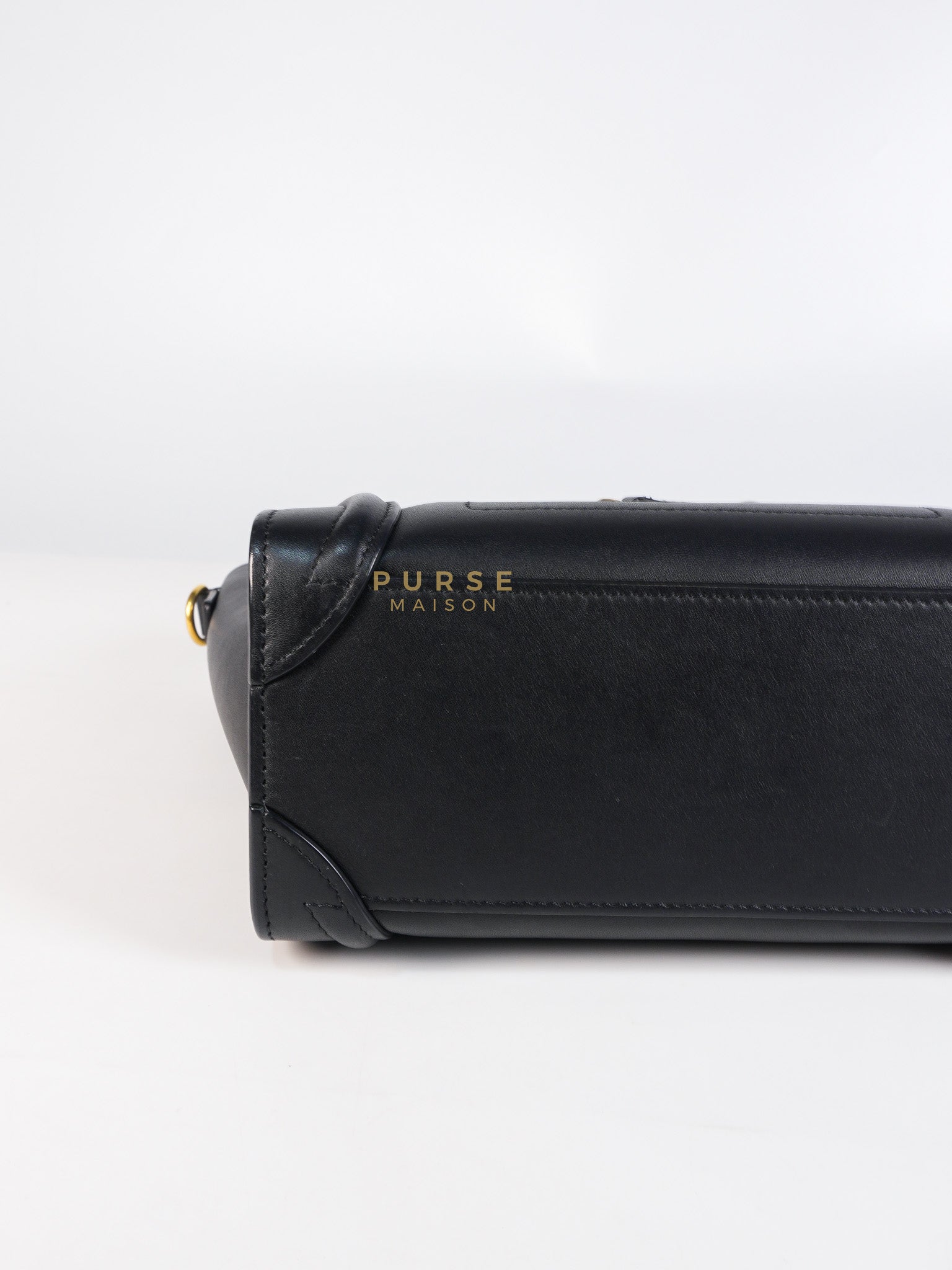 Micro Luggage Tote Bag in Black Calfskin Leather | Purse Maison Luxury Bags Shop