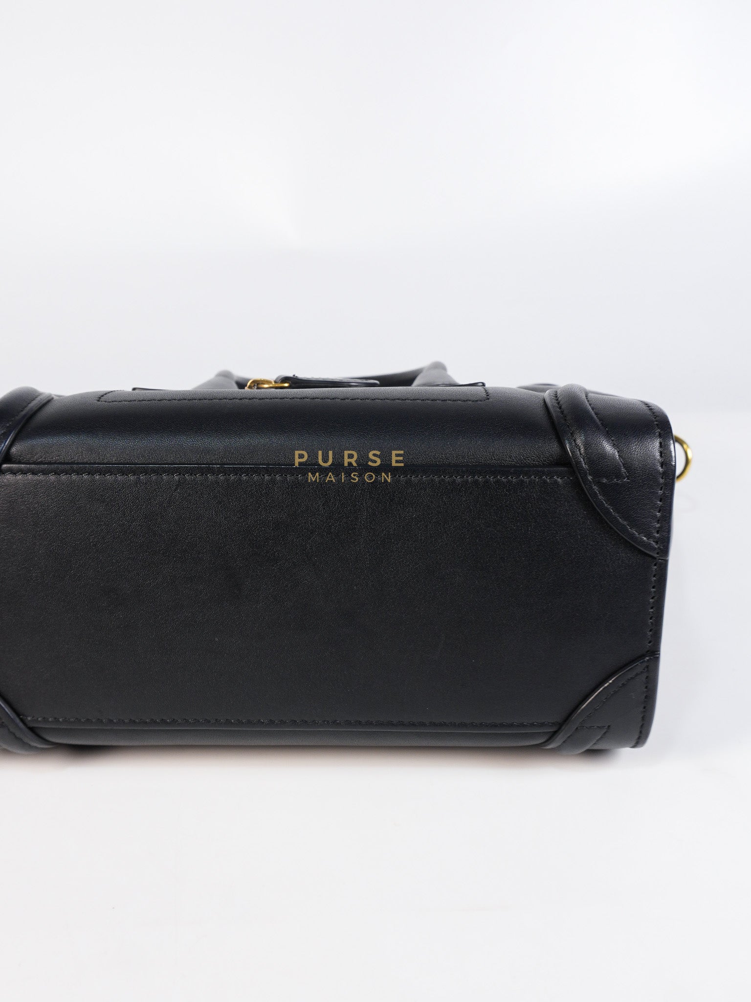 Micro Luggage Tote Bag in Black Calfskin Leather | Purse Maison Luxury Bags Shop