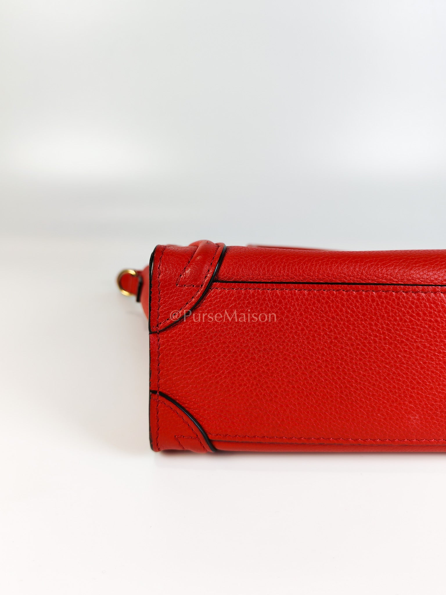 Nano Luggage Tote Bag in Red Grained Calfskin Leather | Purse Maison Luxury Bags Shop