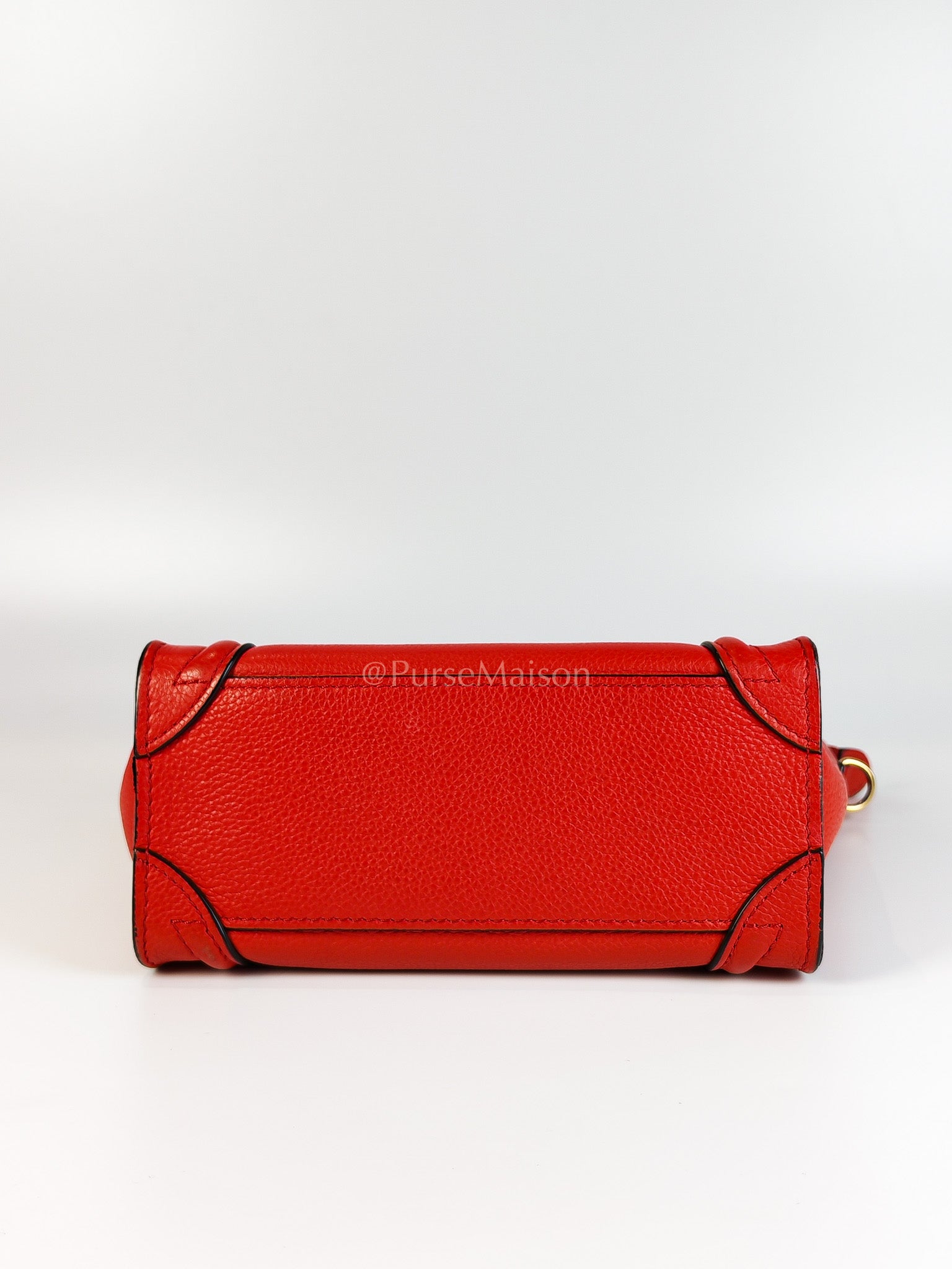 Nano Luggage Tote Bag in Red Grained Calfskin Leather | Purse Maison Luxury Bags Shop