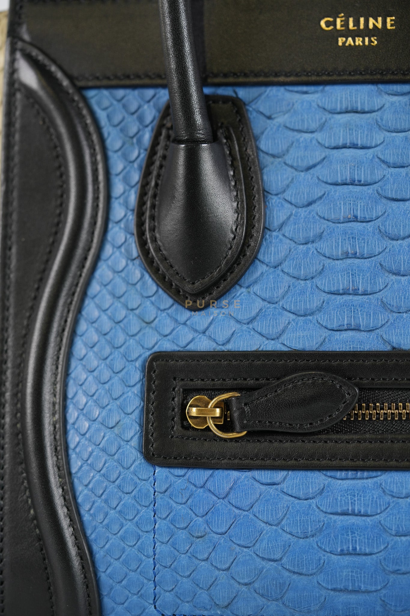 Nano Luggage Tri-color in Python Exotic Leather | Purse Maison Luxury Bags Shop