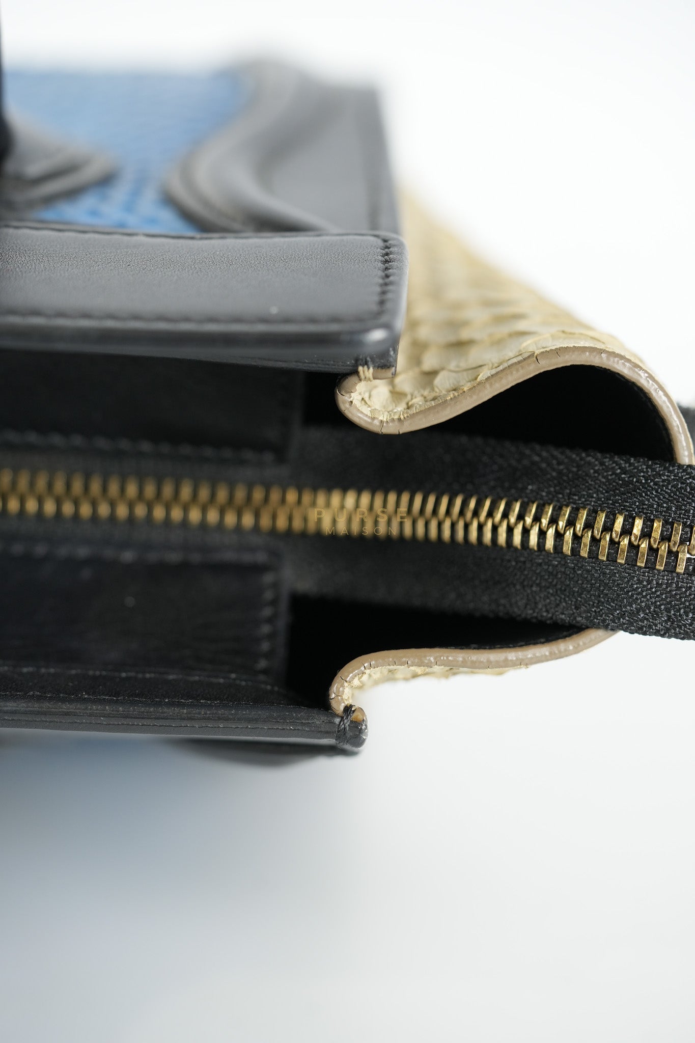 Nano Luggage Tri-color in Python Exotic Leather | Purse Maison Luxury Bags Shop