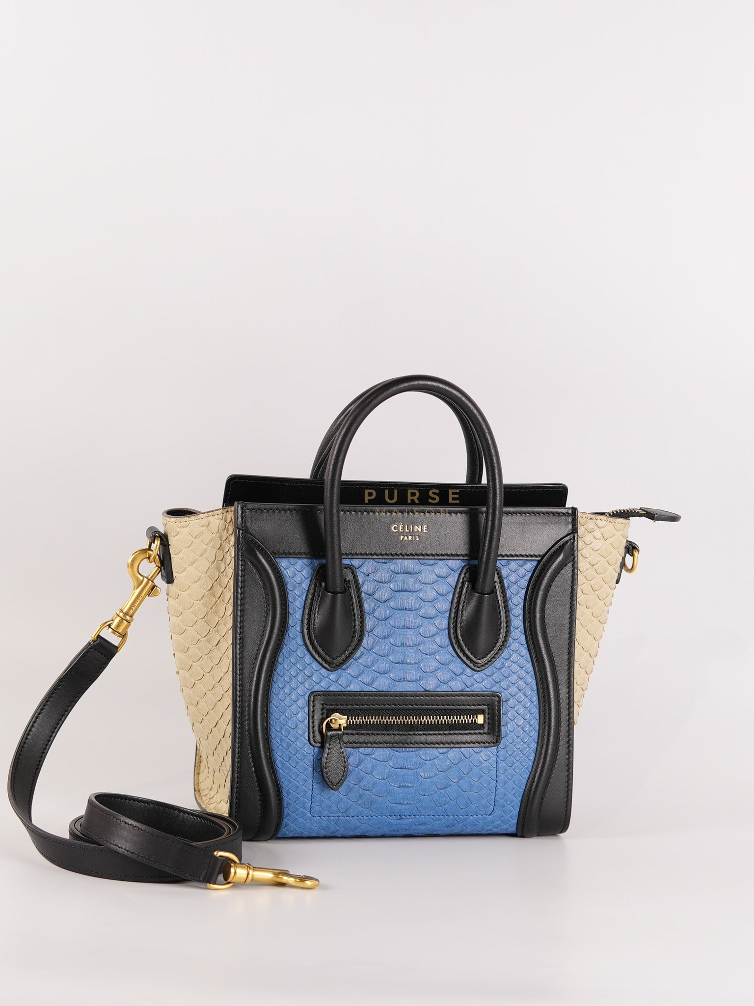 Nano Luggage Tri-color in Python Exotic Leather | Purse Maison Luxury Bags Shop
