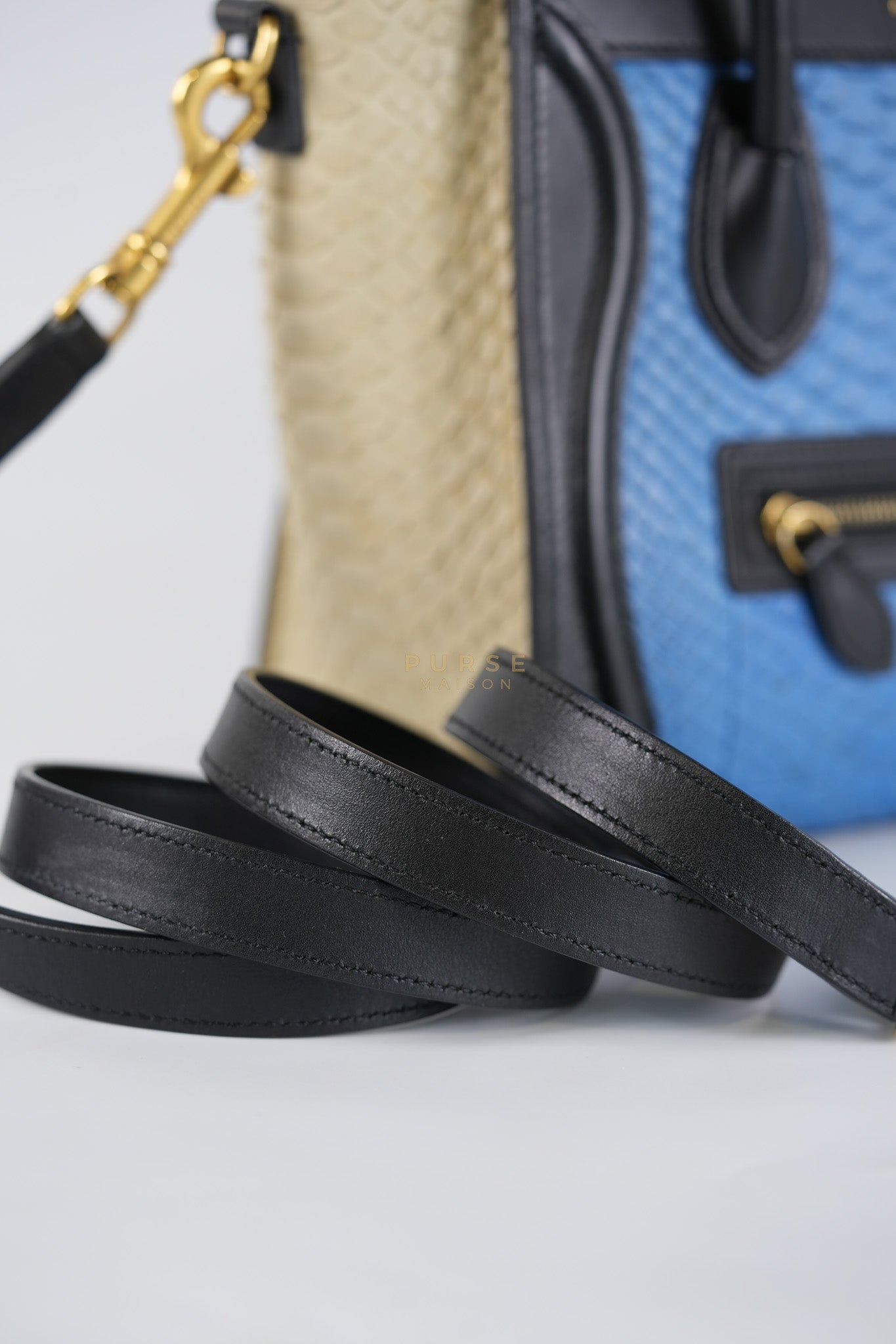 Nano Luggage Tri-color in Python Exotic Leather | Purse Maison Luxury Bags Shop