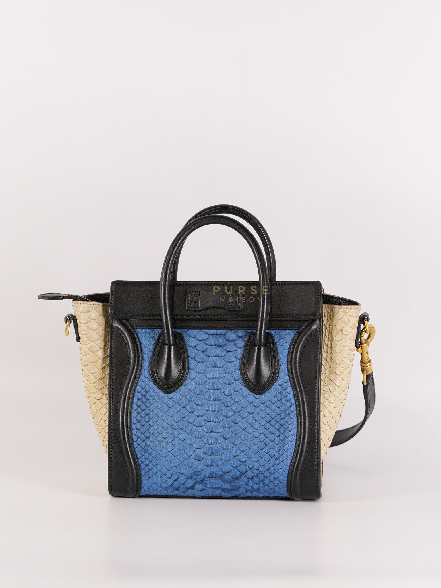 Nano Luggage Tri-color in Python Exotic Leather | Purse Maison Luxury Bags Shop