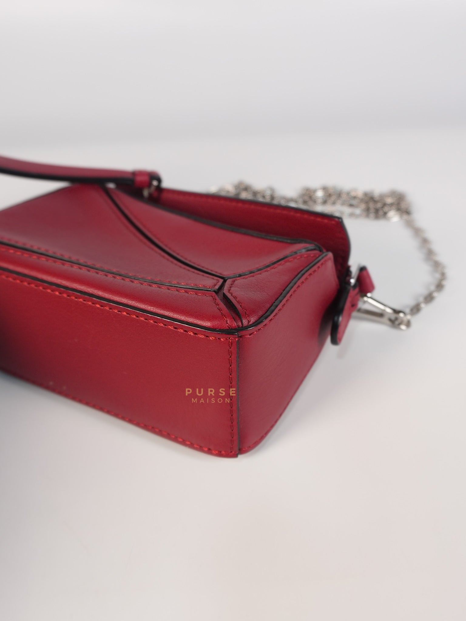 Nano Puzzle in Red Calfskin Leather | Purse Maison Luxury Bags Shop