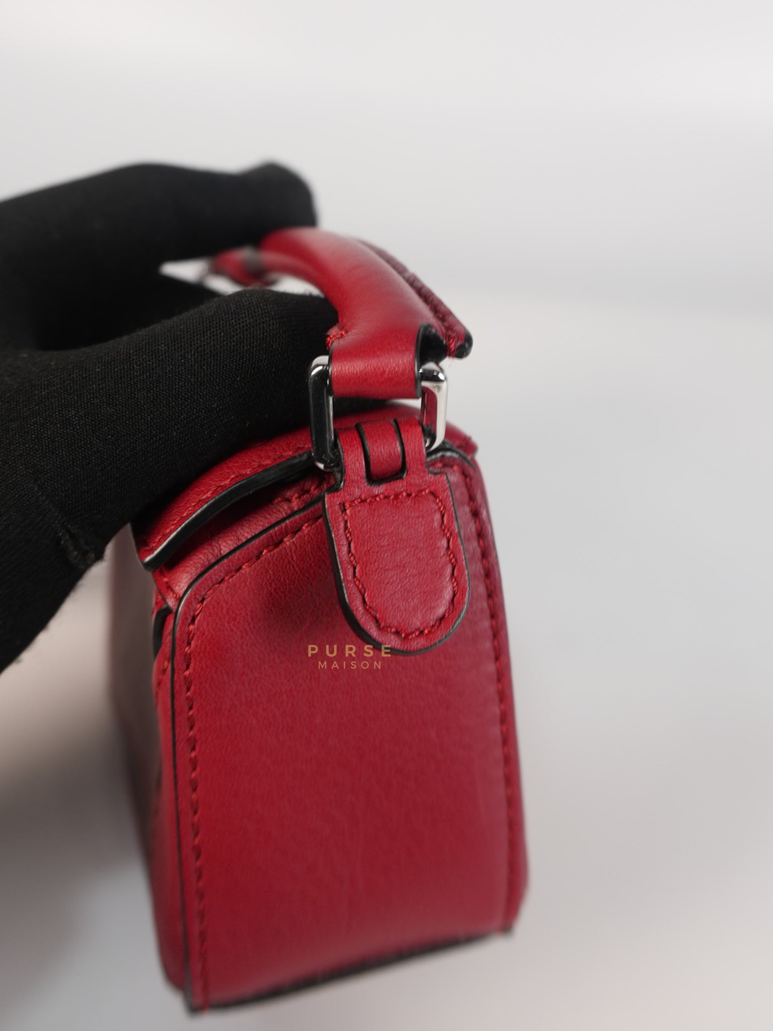 Nano Puzzle in Red Calfskin Leather | Purse Maison Luxury Bags Shop