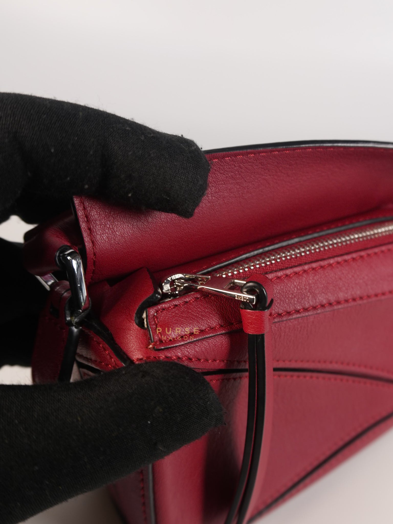 Nano Puzzle in Red Calfskin Leather | Purse Maison Luxury Bags Shop