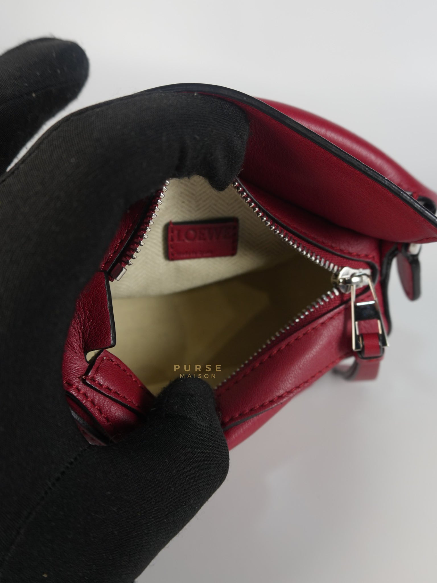 Nano Puzzle in Red Calfskin Leather | Purse Maison Luxury Bags Shop